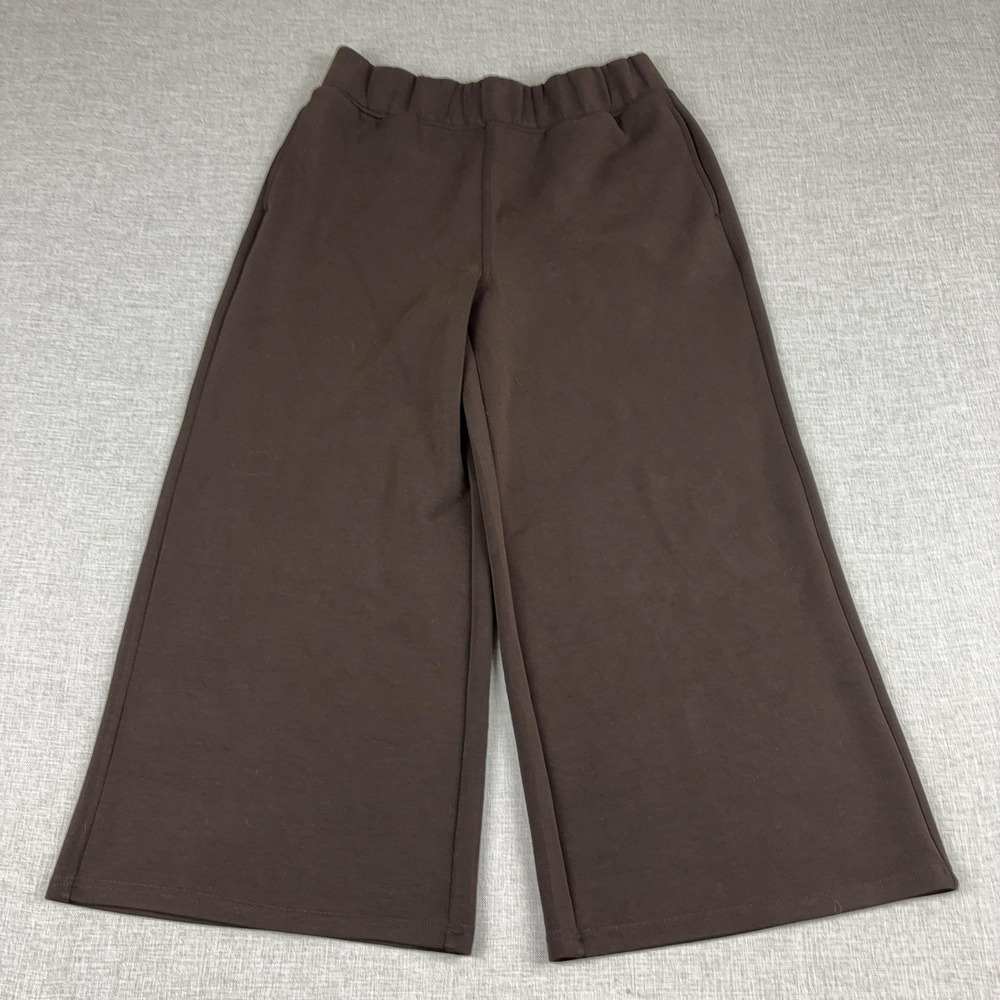 Yogalicious Pants Womens Large Brown Elara Cropped Wide Leg Elastic Waist Yoga - Picture 2 of 8
